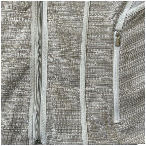 Athleta Elation Full-Zip Powervita Jacket grey ivory Small Yoga Studio - Picture 11 of 13